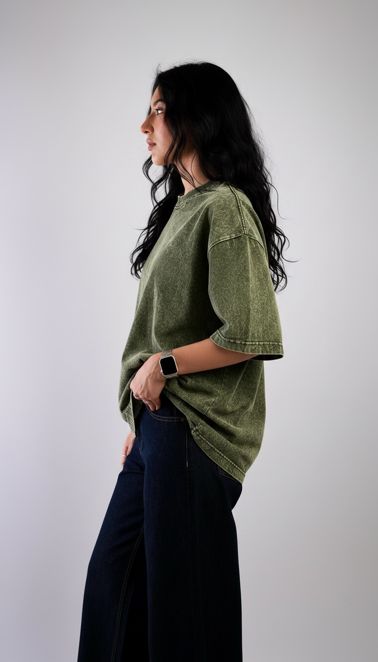Army Green Acid Wash