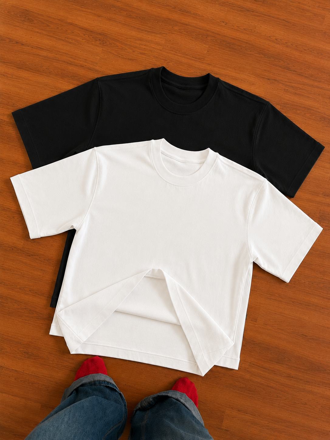 Heavyweight Oversized Black & White Pack of 2