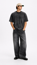 Black Acid Wash Heavyweight T-Shirt