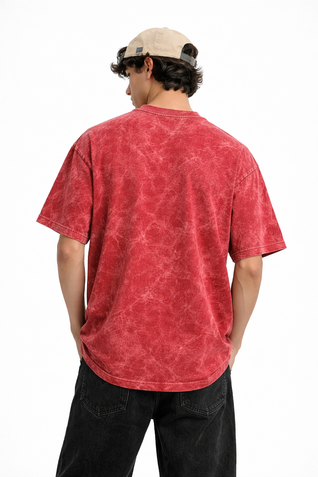 RED ACID WASH Oversized T-SHIRT