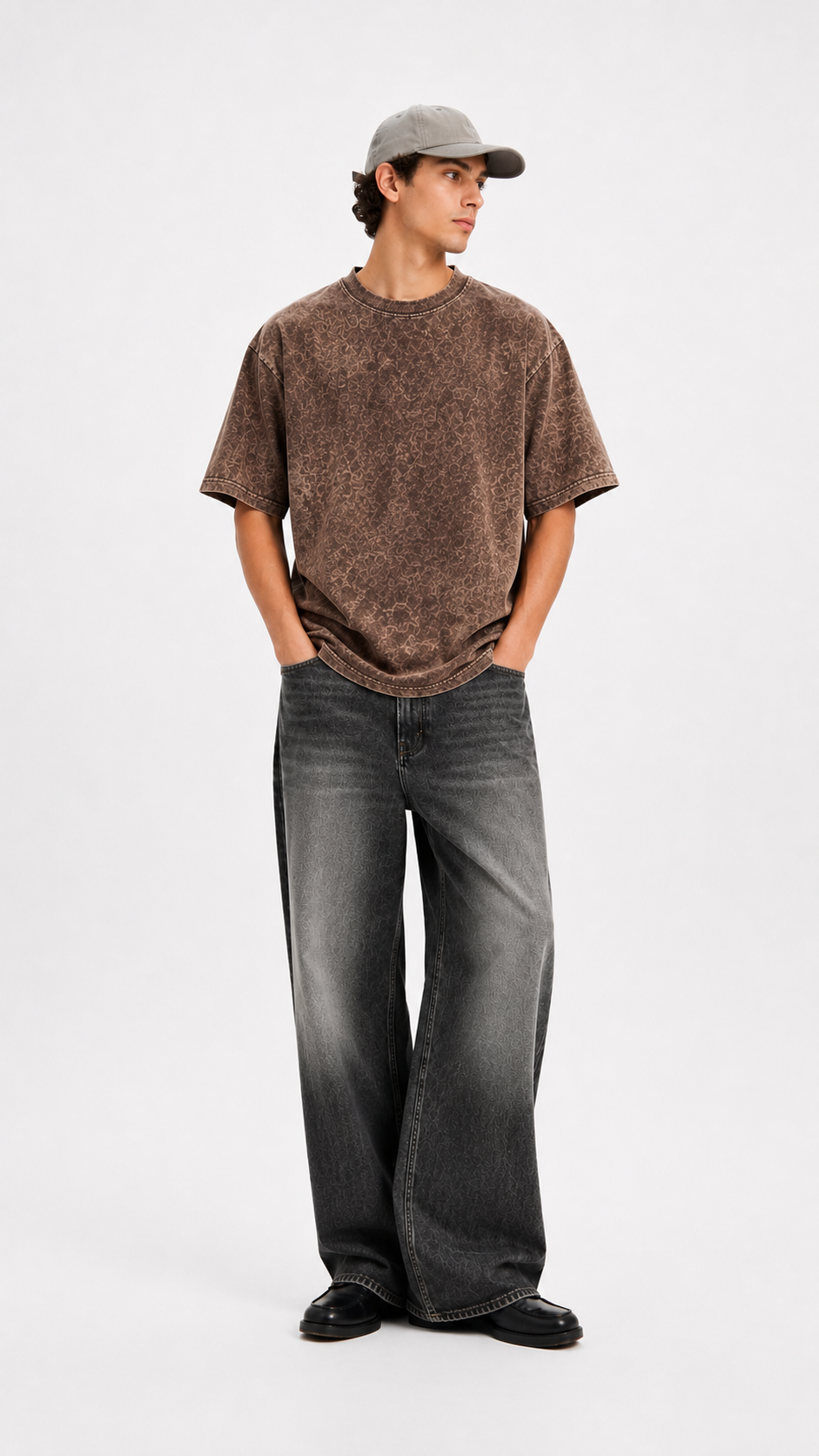 Brown Acid Wash Heavyweight T-shirt
