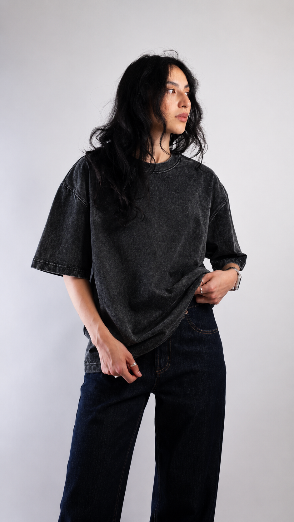 Heavyweight Oversized Black Acid wash & Off White Pack of 2