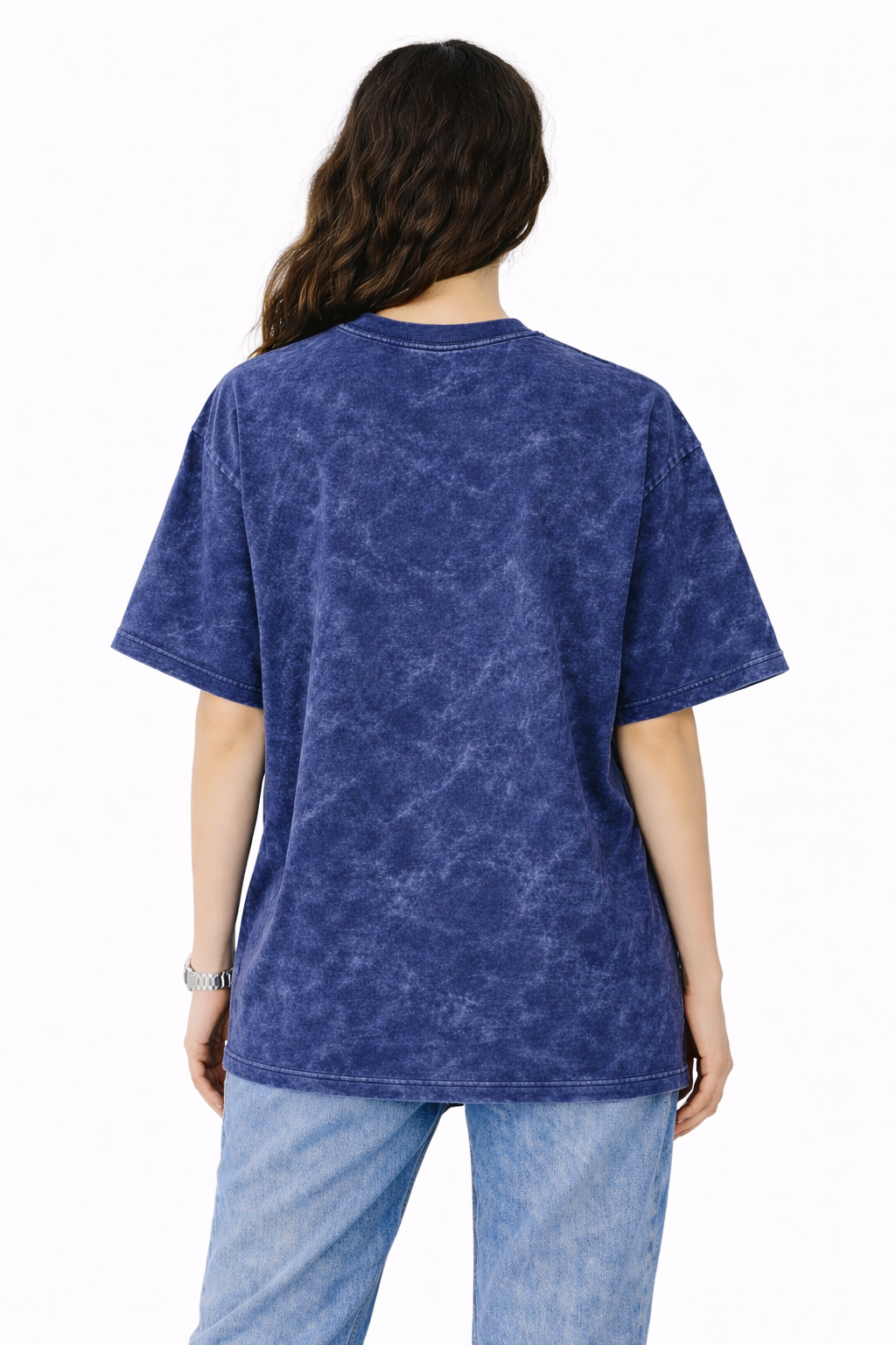 NAVY BLUE ACID WASH HEAVYWEIGHT OVERSIZED T-SHIRT