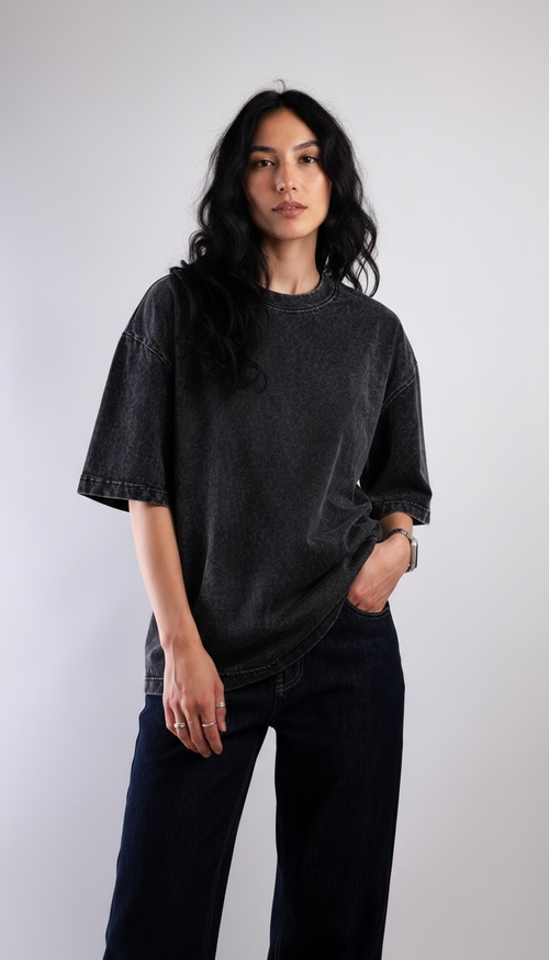 100% Cotton Oversized Acid wash T-Shirt Pack of 4