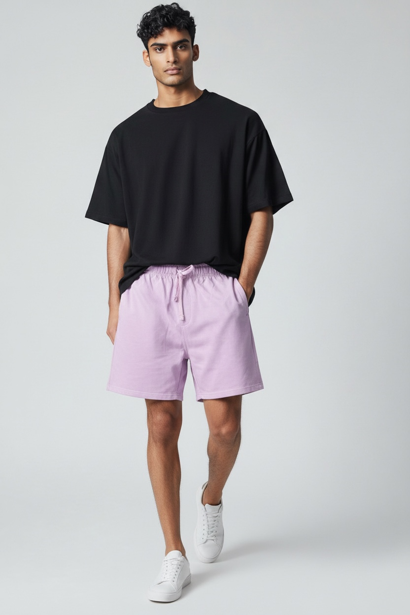 Lavender Cotton Terry Shorts