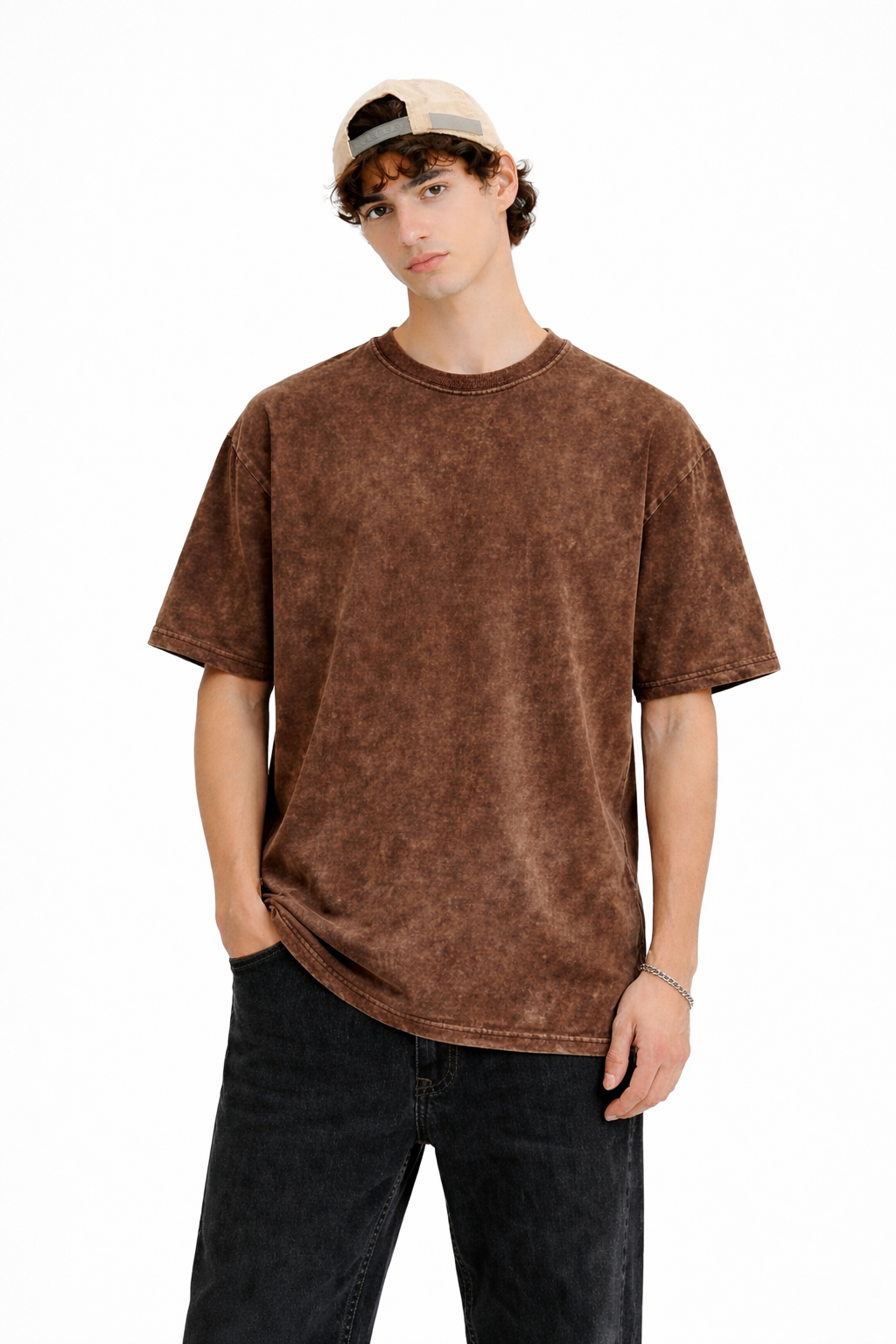 Brown Acid Wash Oversized T-shirt