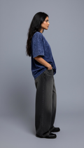 Navy Blue Acid Wash Oversized T-Shirt