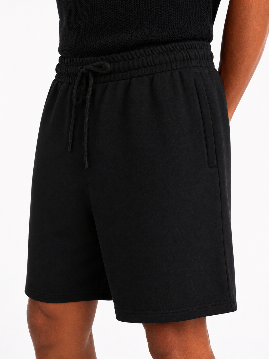 Black Cotton Terry Shorts