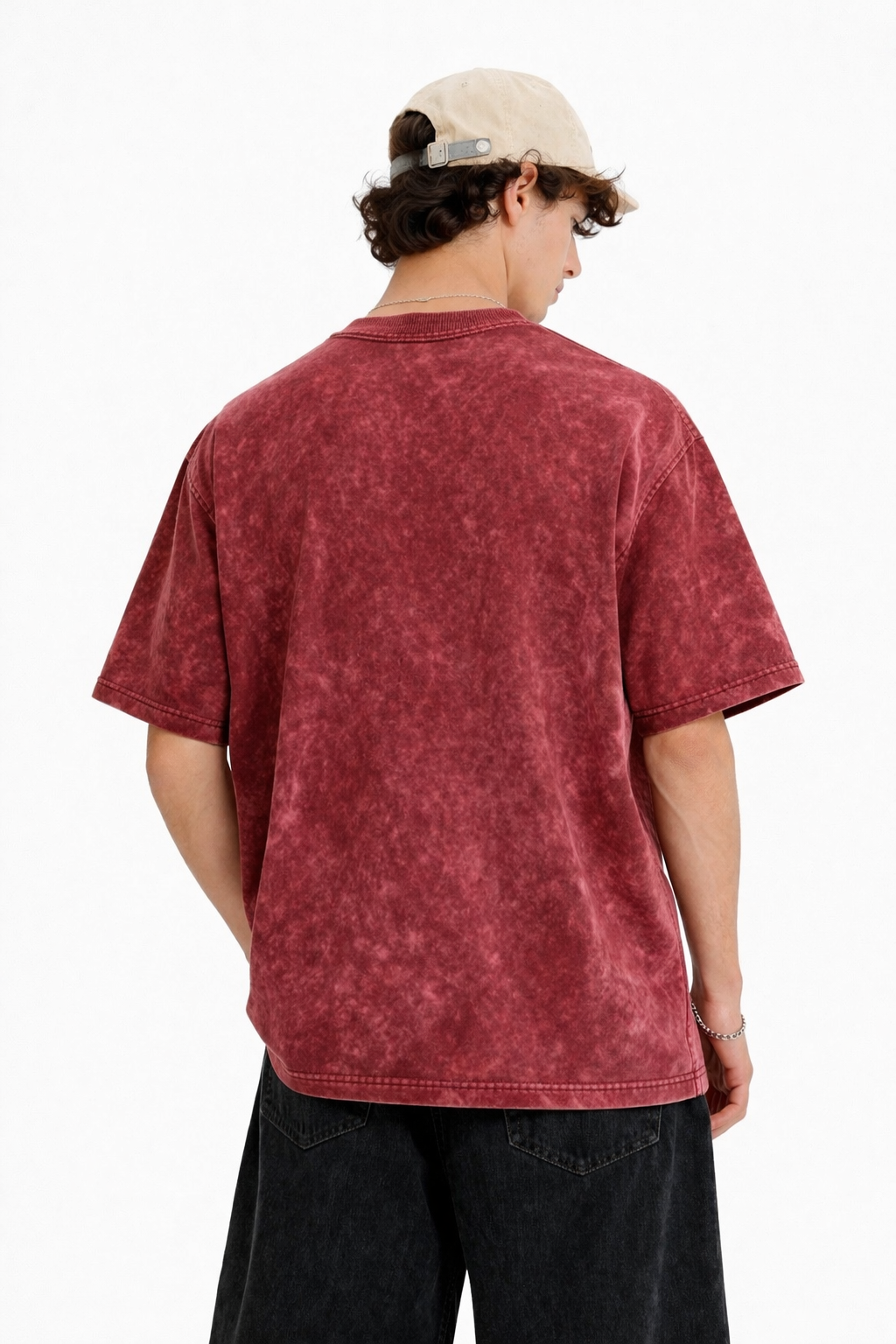MAROON ACID WASH HEAVYWEIGHT OVERSIZED T-SHIRT