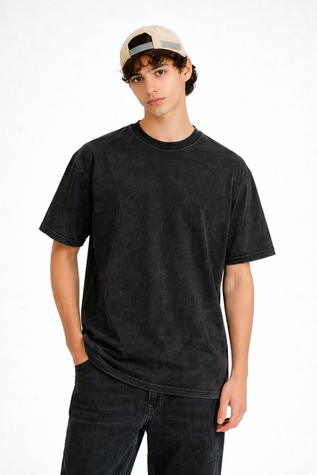 ACID WASH BLACK OVERSIZED T-SHIRT
