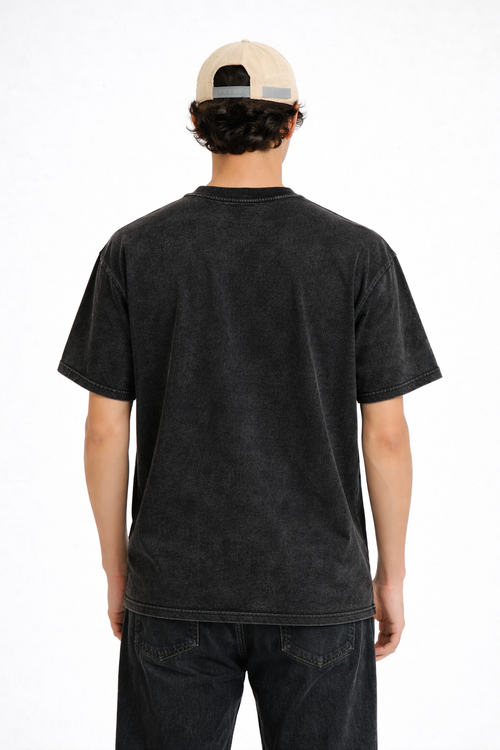 ACID WASH BLACK OVERSIZED T-SHIRT