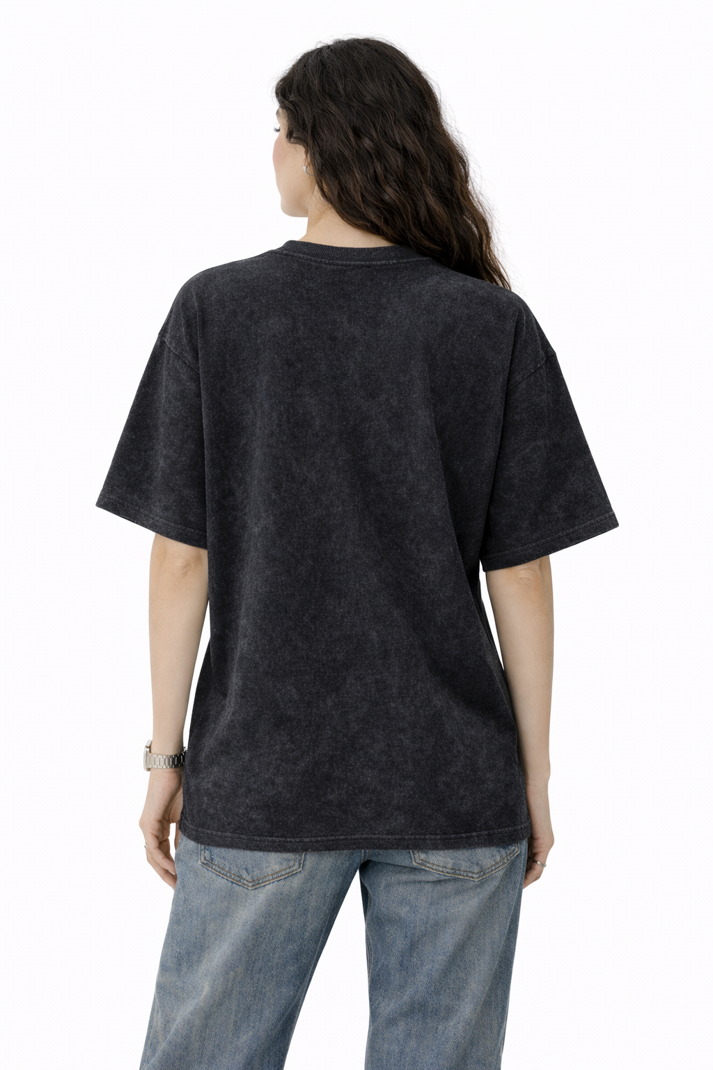 ACID WASH BLACK OVERSIZED T-SHIRT