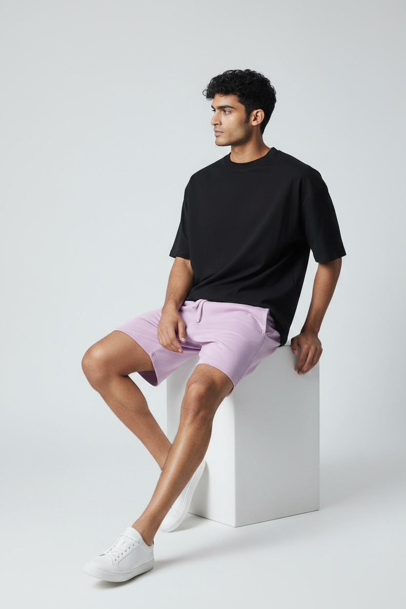 Lavender Cotton Terry Shorts