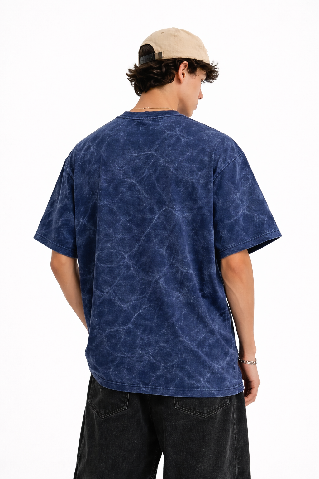 Navy Blue Heavyweight Oversized Acid Wash