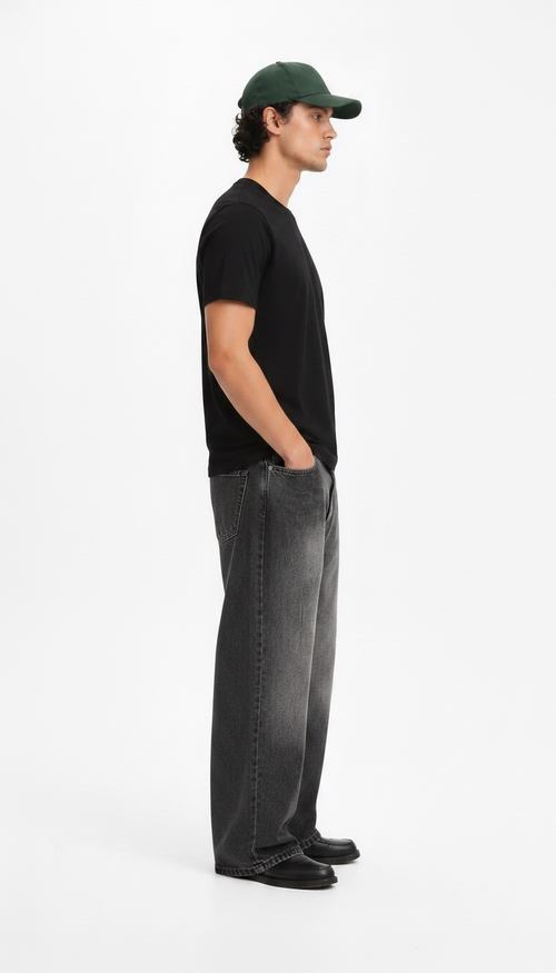 Black Cotton Regular Fit