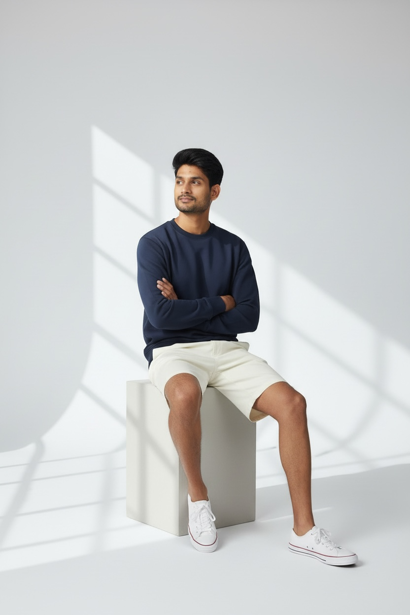 Navy Blue Regular Sweatshirt