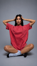 Red Acid Wash Oversized T-Shirt