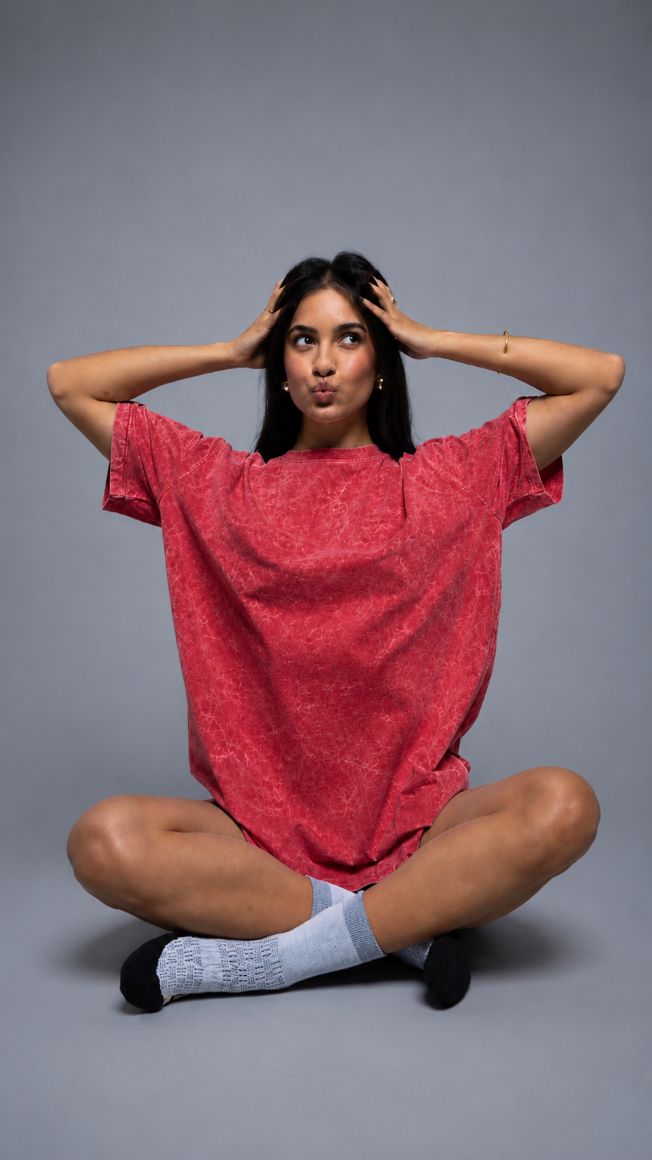 Red Acid Wash Oversized T-Shirt