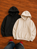Heavyweight 430 GSM Pack of 2 Hoodies Off White & Black