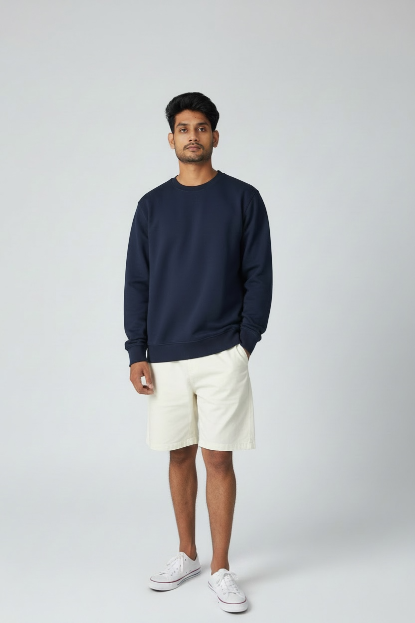 Navy Blue Regular Sweatshirt
