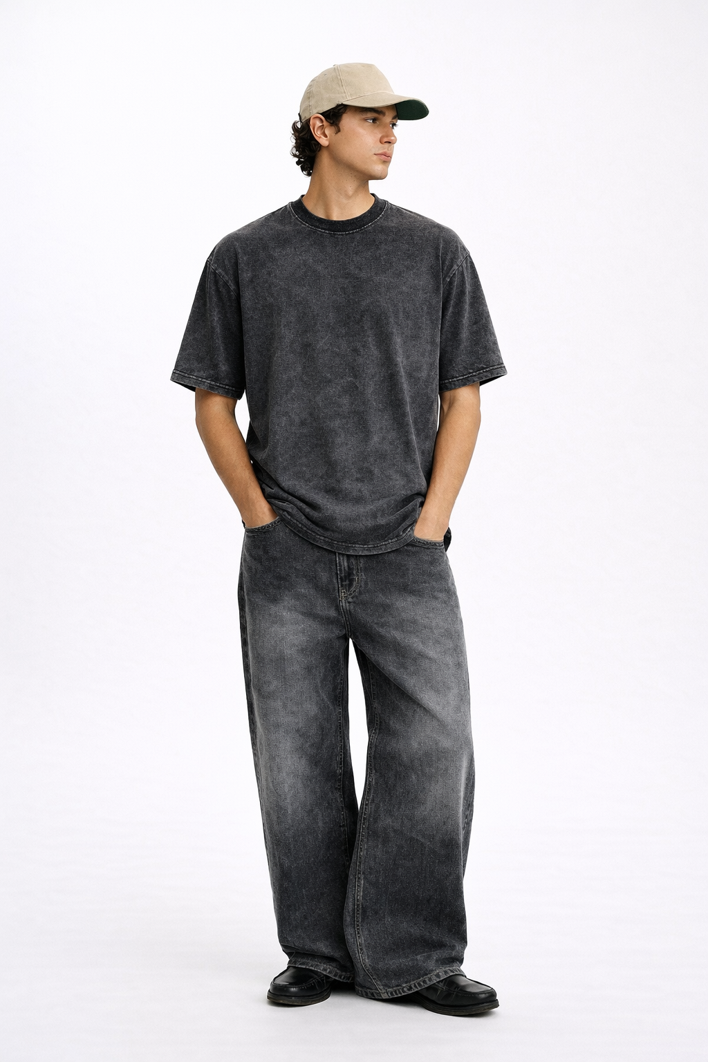 Heavyweight Oversized Pack of 2 T-Shirt Black Acid Wash & Royal Blue