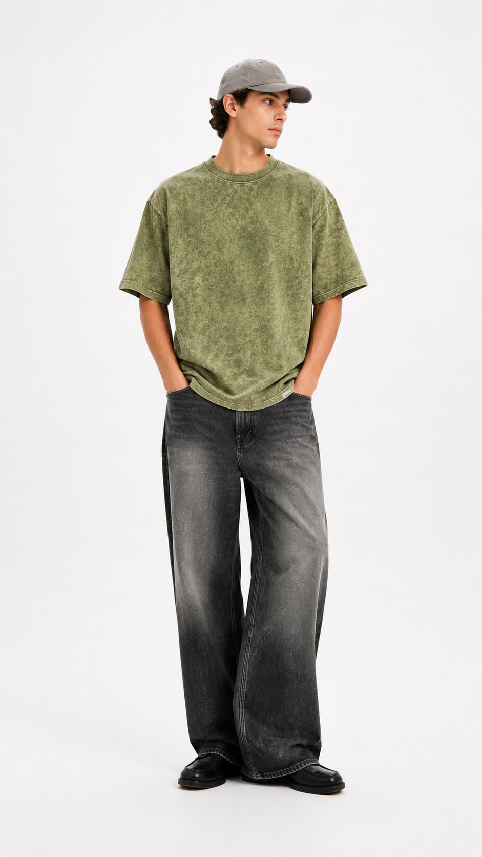 Army Green Acid Wash Heavyweight T-Shirt