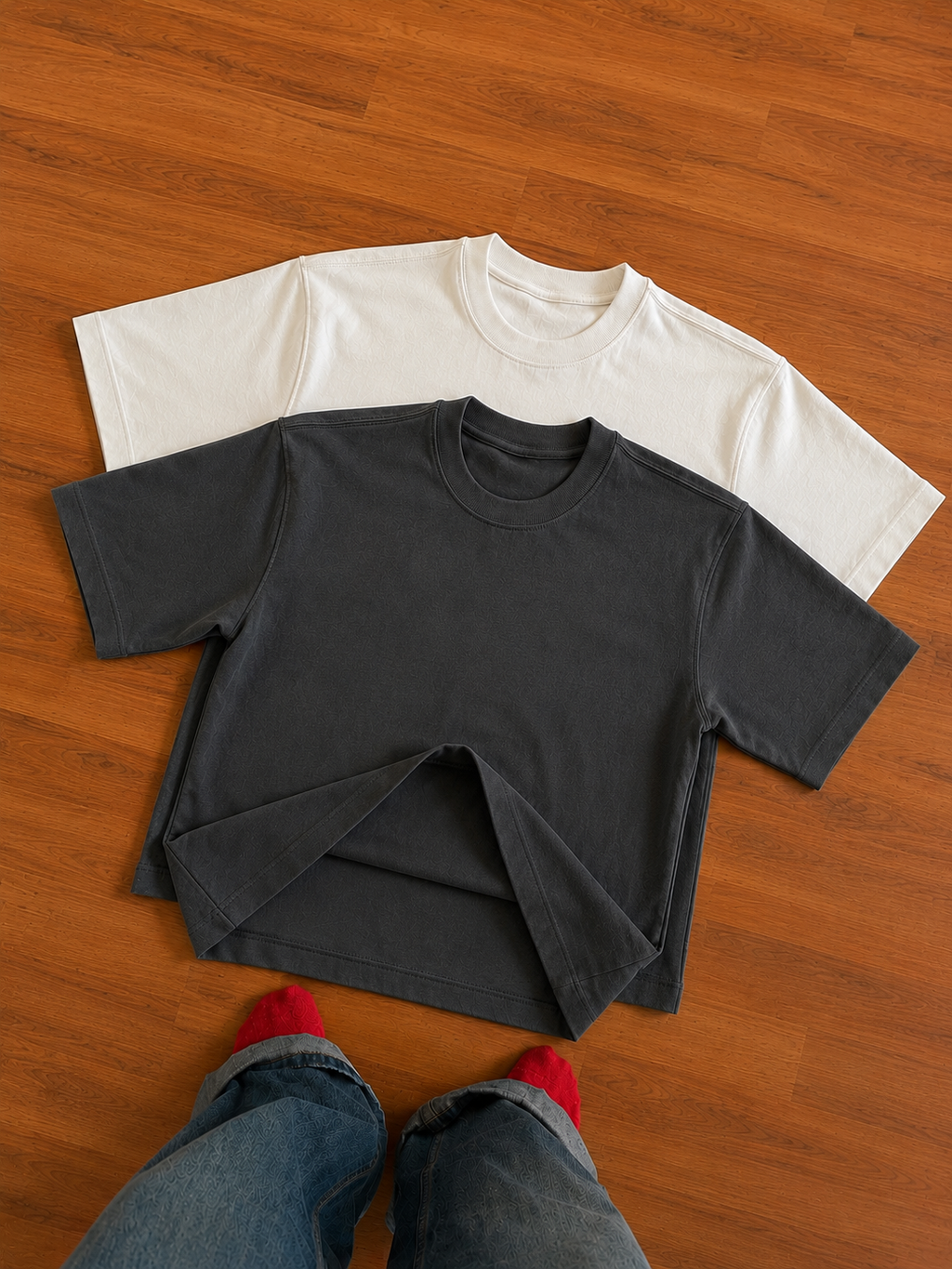 Heavyweight Oversized Pack of 2 Off white & Charcoal grey