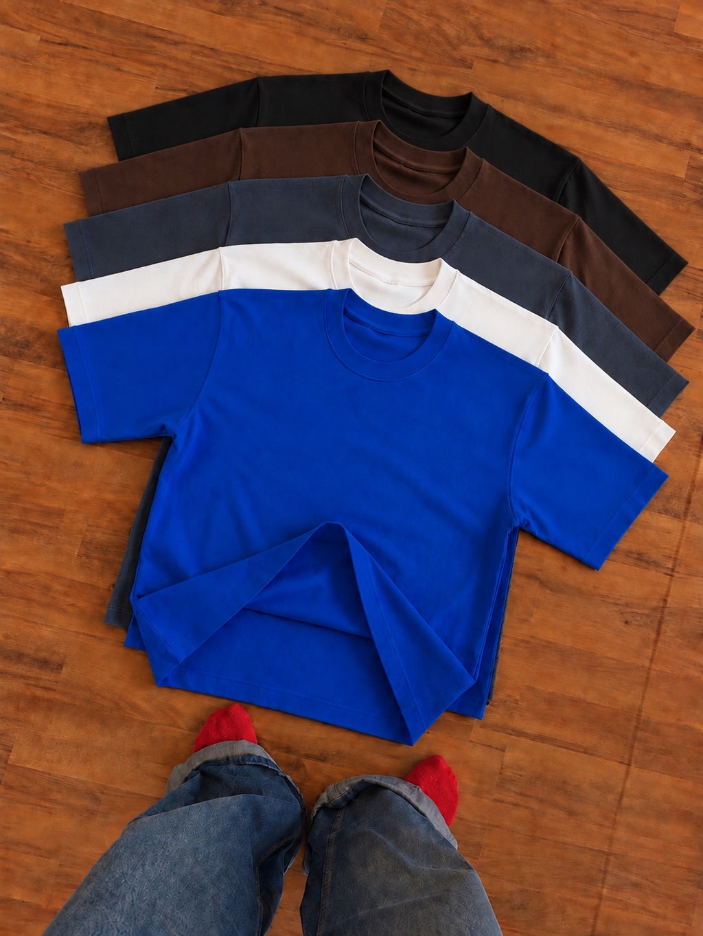 Heavyweight 5-Pack Brown,Royal blue,White,charcoal & black