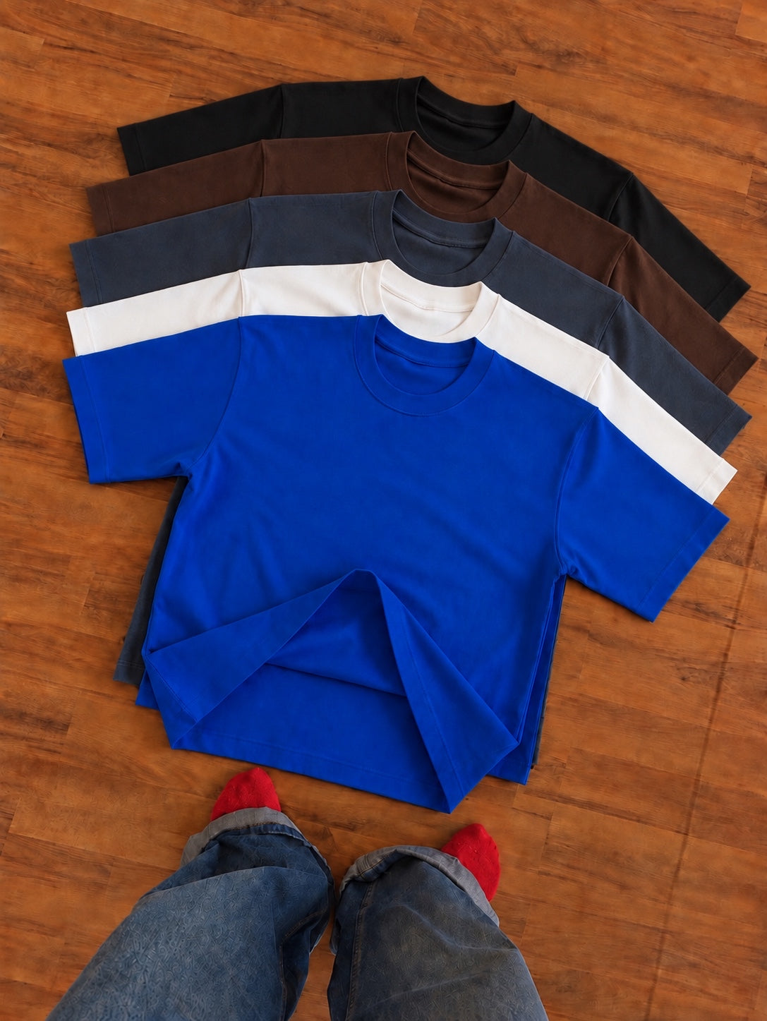 Heavyweight 5-Pack Brown,Royal blue,White,charcoal & black