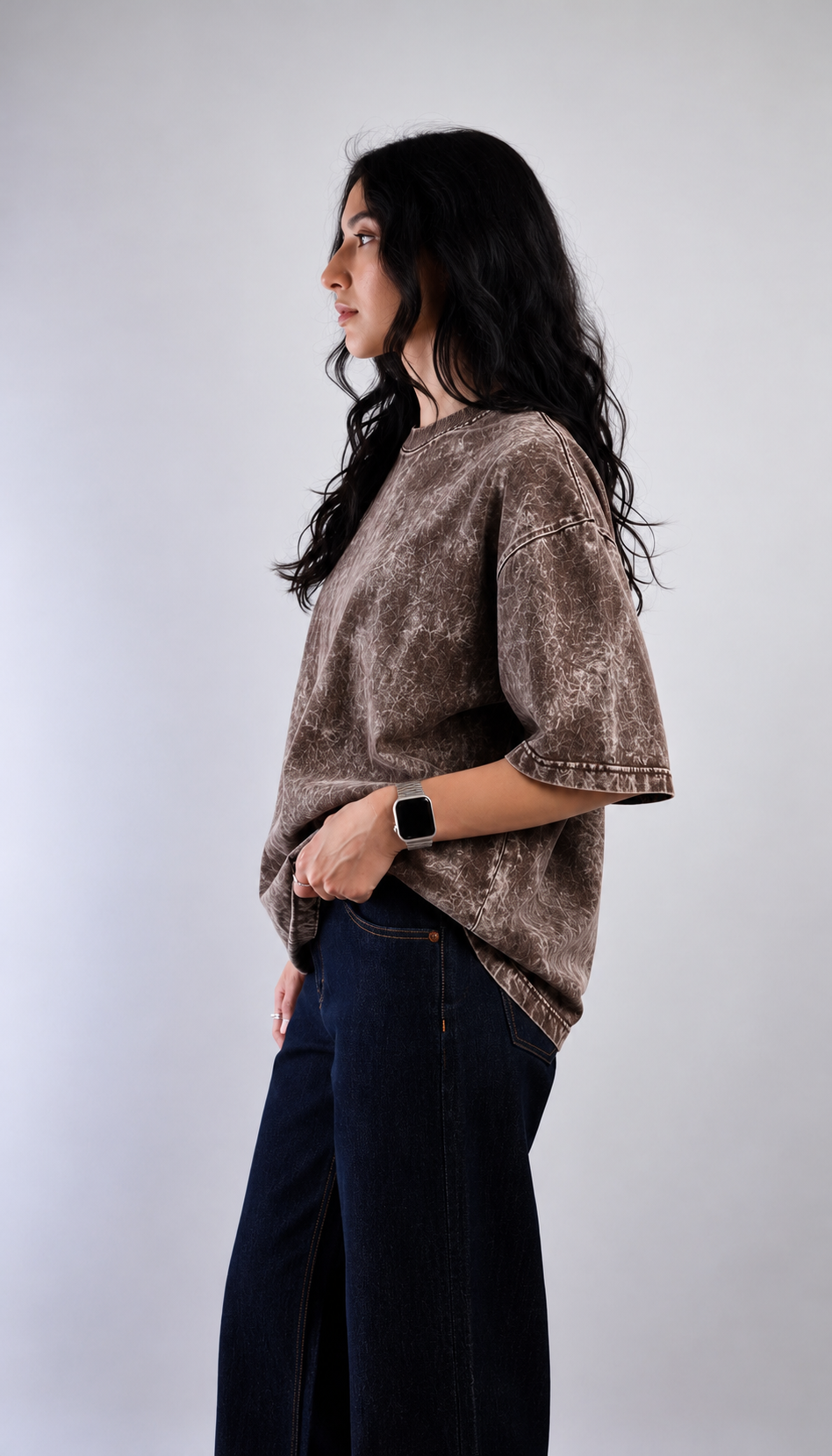 Brown Acid Wash Oversized T-Shirt