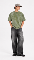 Army Green Acid Wash Heavyweight T-Shirt