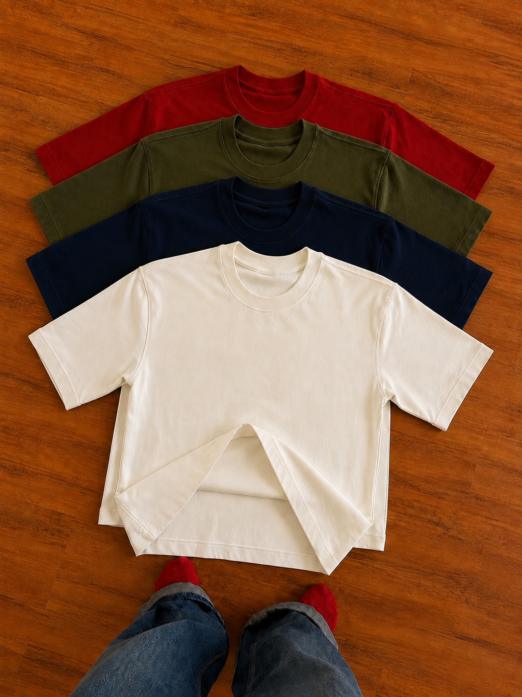 Everyday Combo Pack of 4 Off White,Navy Blue,Army Green,Red