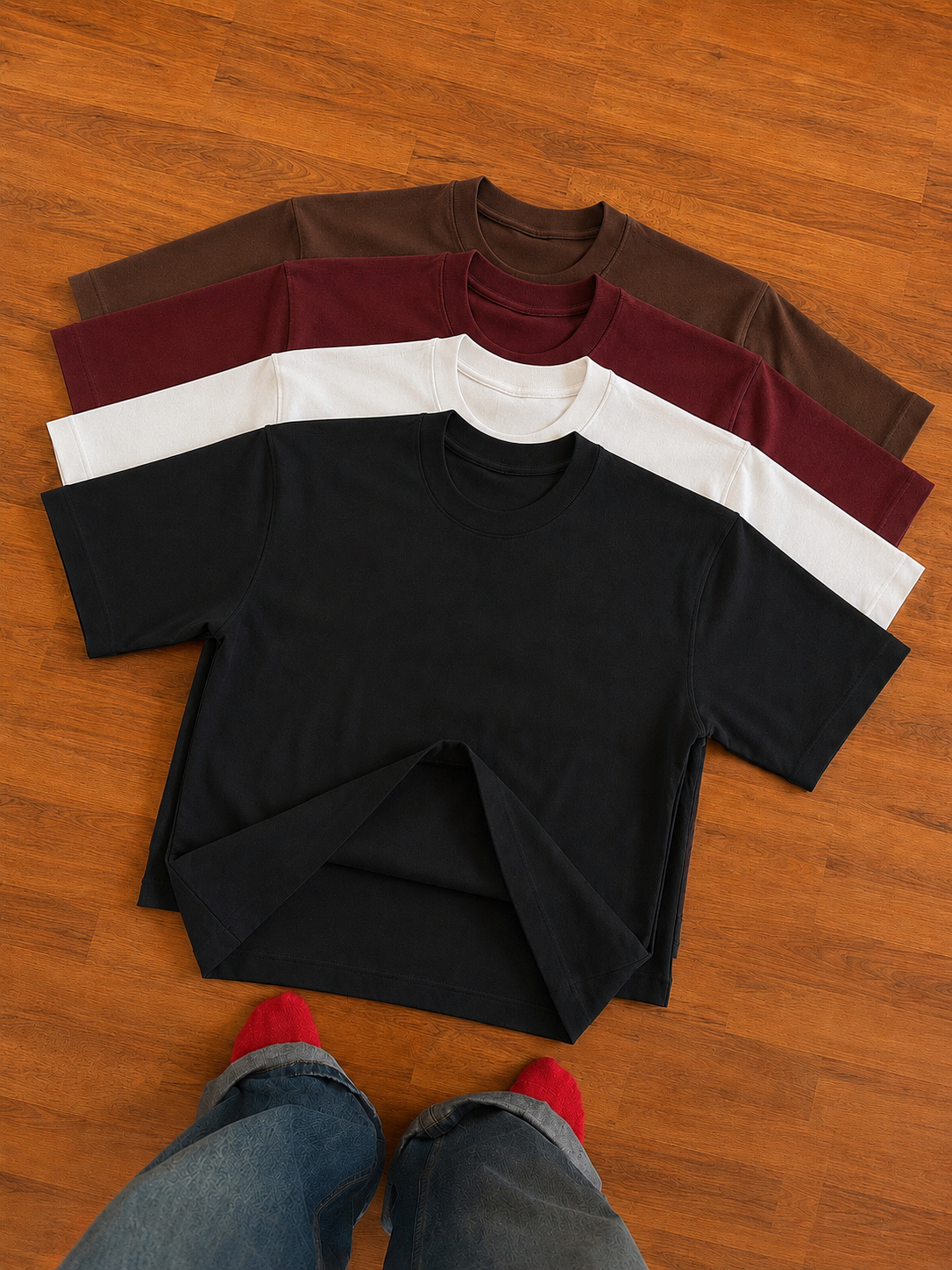 Heavyweight Pack of 4 Black,White,Brown & Maroon
