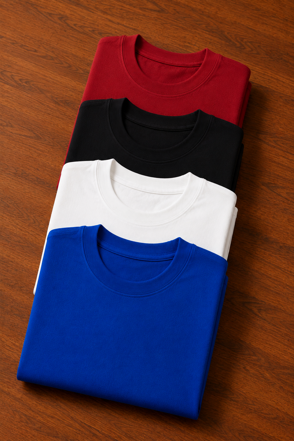 100% Cotton Oversized Pack of 4 T-Shirts Royal Blue,White,Grey,Red