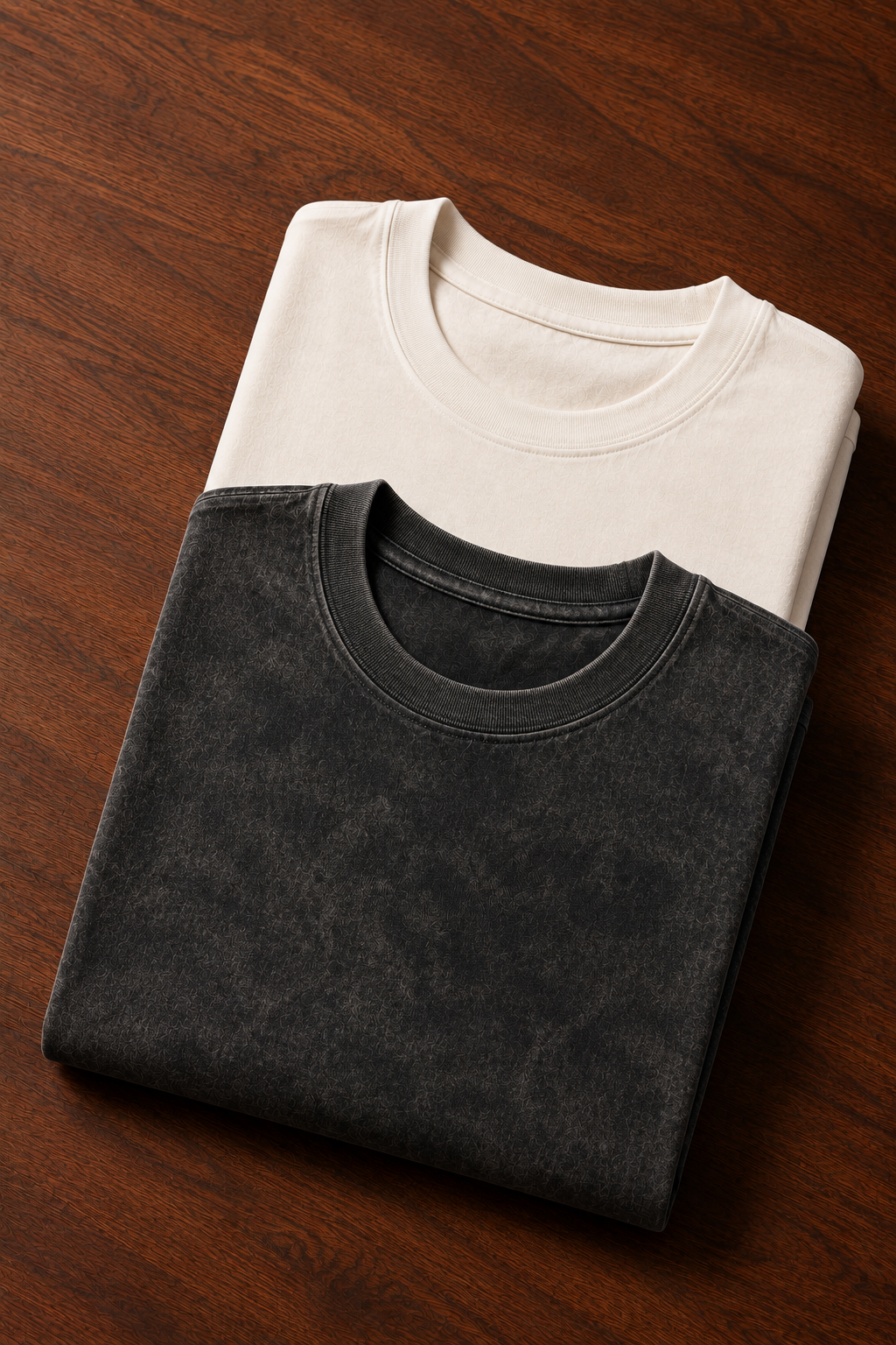 100% Cotton Oversized Black Acid wash & Off White Pack of 2