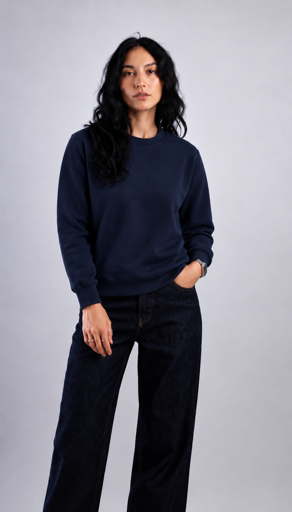 Navy Blue Regular Sweatshirt