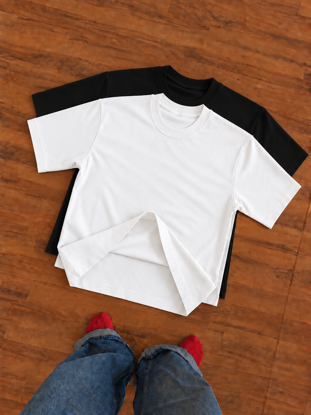 Heavyweight Oversized Black & White Pack of 2