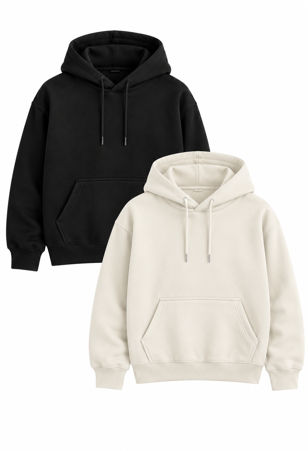 Heavyweight 430 GSM Pack of 2 Hoodies Off White & Black