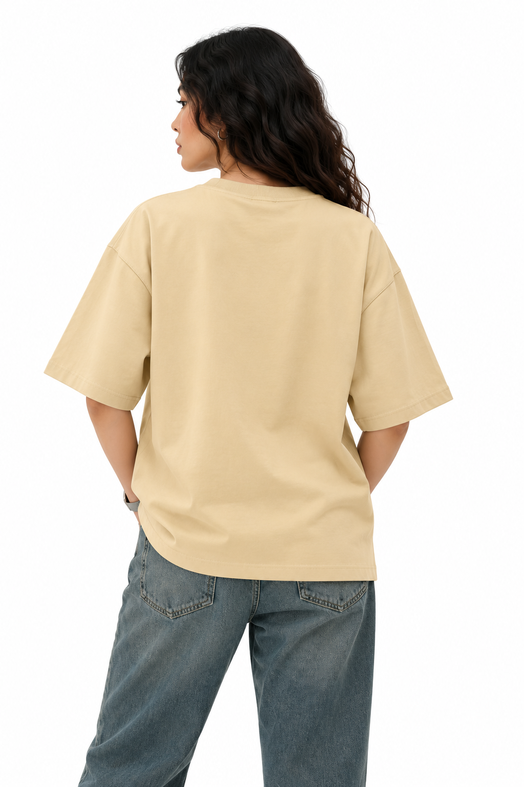 Beige 100% Cotton Oversized T-Shirt