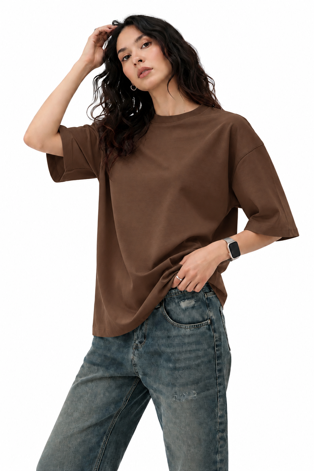 Brown 100% Cotton Oversized T-Shirt