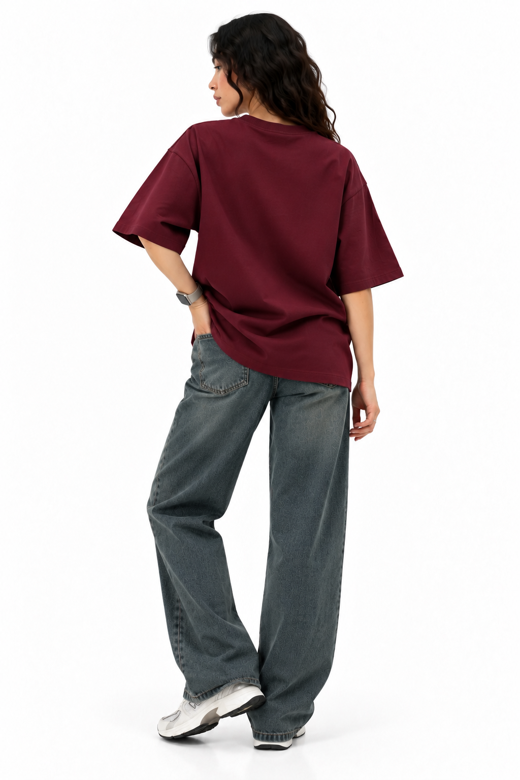 Maroon 100% Cotton Oversized T-Shirt