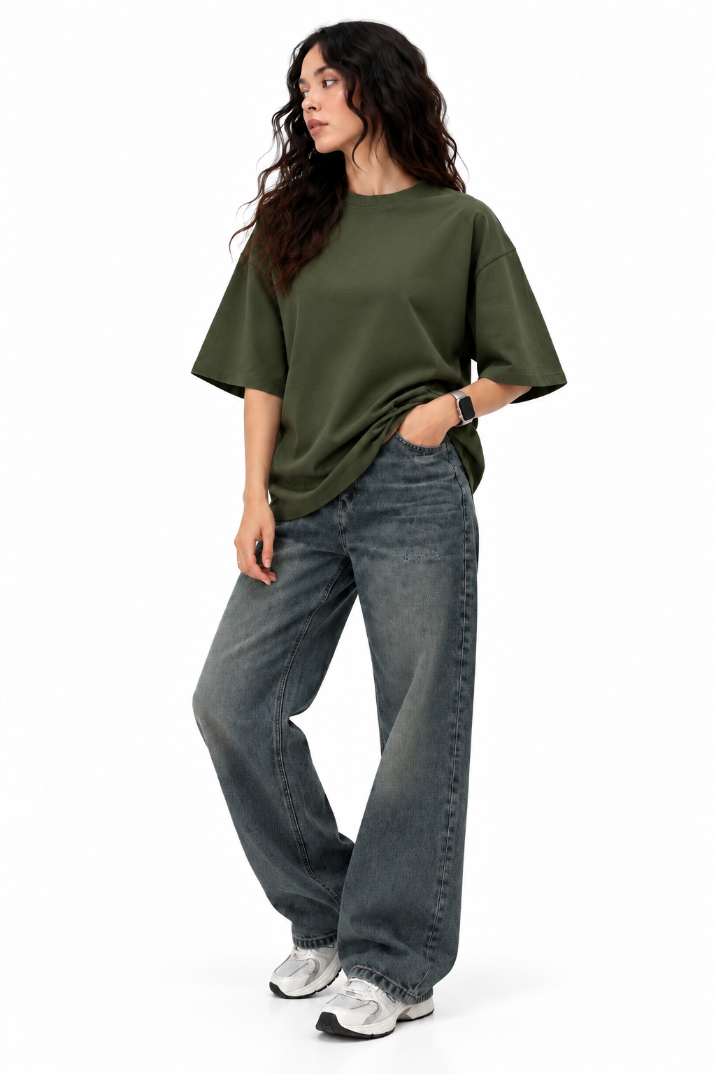 Army Green 100% Cotton Oversized T-Shirt