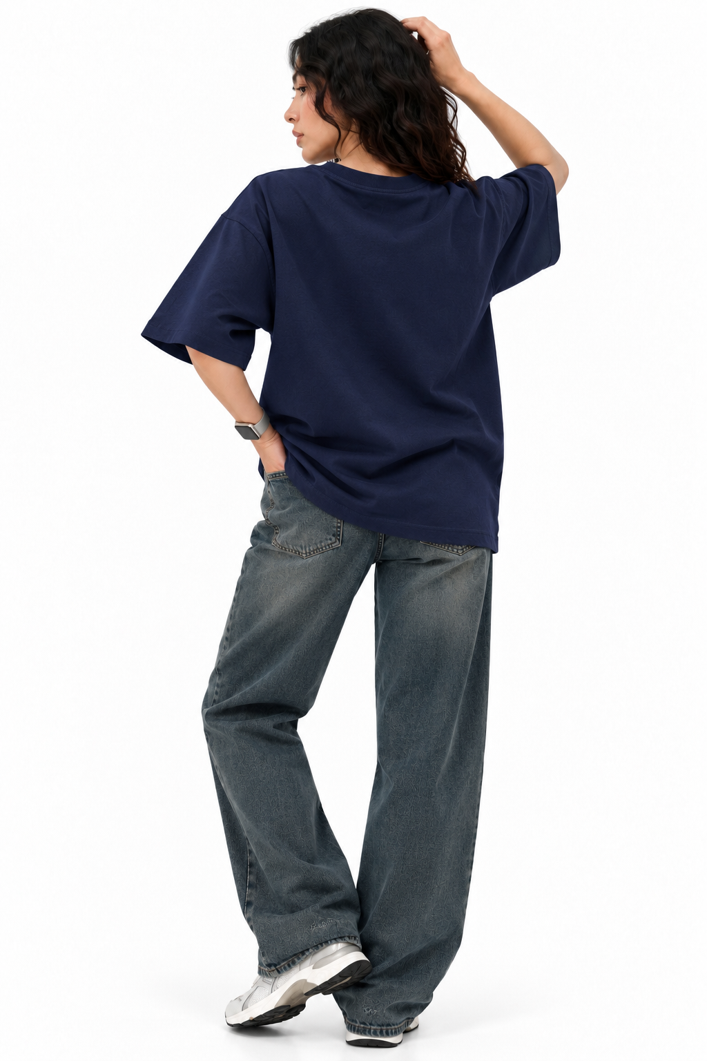 Navy Blue 100% Cotton Oversized T-Shirt